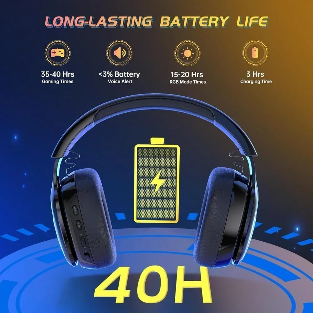 3.5mm Wireless Gaming Headset with Detachable Microphone for Gamer